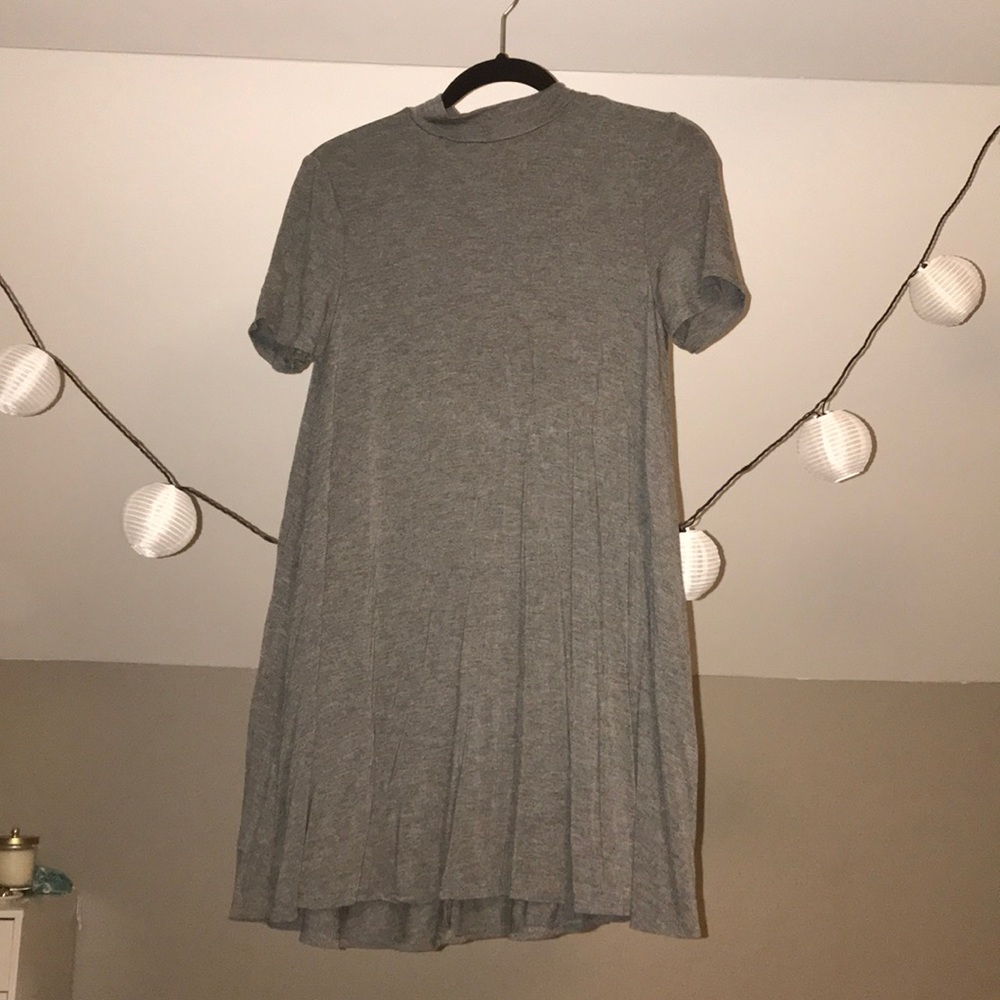 Grey Half Turtle Neck Swing Dress